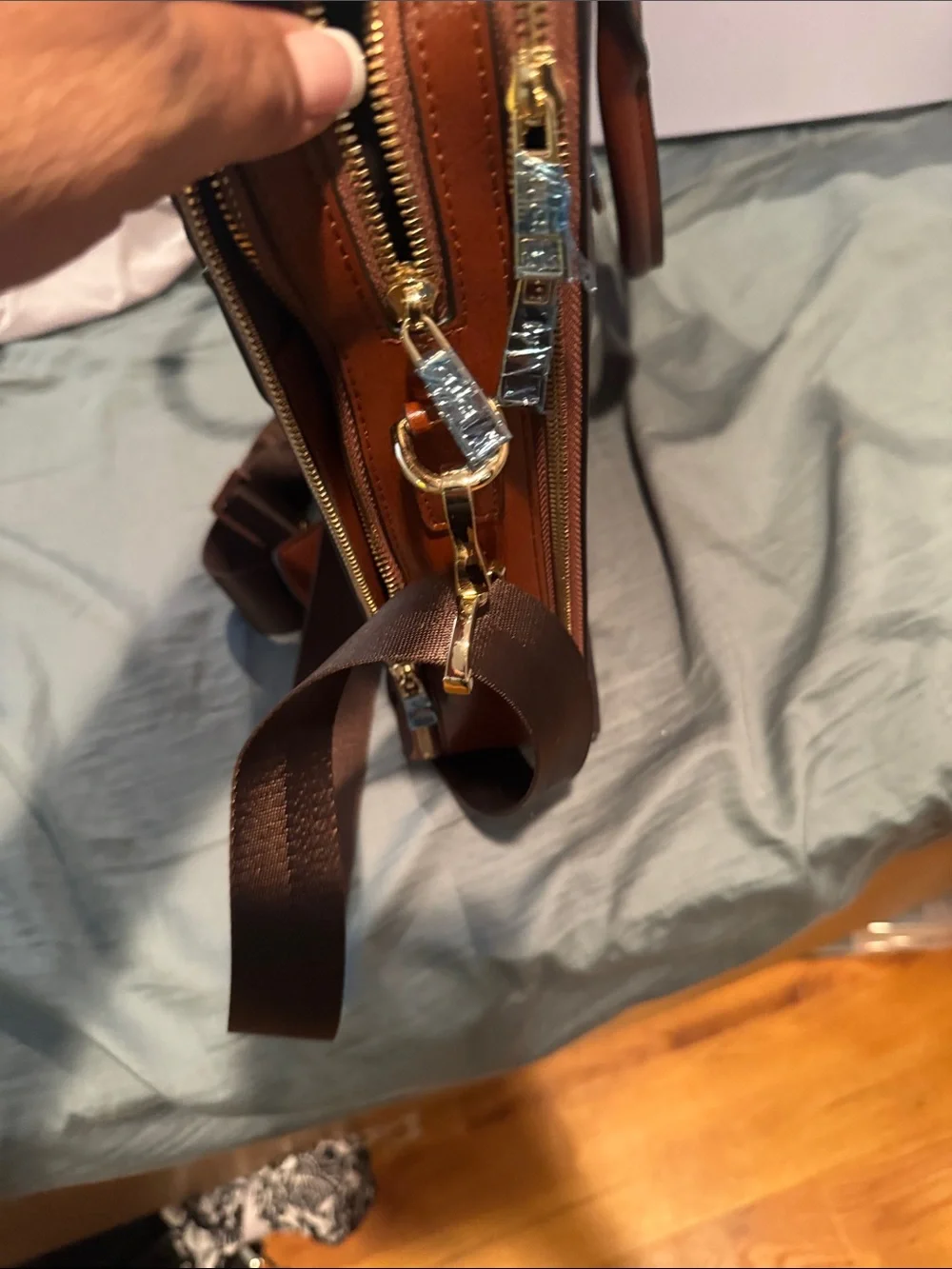 Gucci Men's Burgundy Leather Briefcase with Gold Hardware